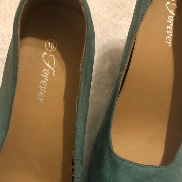 Teal suede wedges - Picture 4 of 7